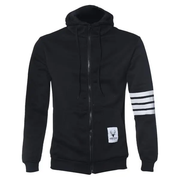 Hoodies Men Warm Hoodies Casual Zipper Hooded Sweatshirts Suit Hoody Jacket Black White 7