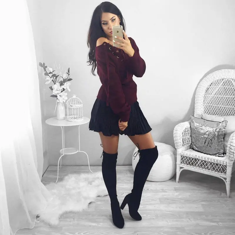 Hoodies Tops Sexy Ladies Long Sleeve O Neck Lace Up Sweatshirts Plus Size Solid Bandage Jumper Pullpvers Lx046 9
