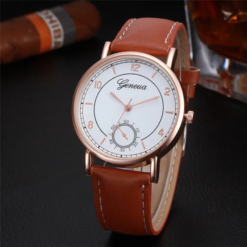 Horloges Mannen Wrist Watches For Men Retro Leather Band Analog Alloy Quartz Wrist Watch Erkek Saat Fast Shipping Feida 2