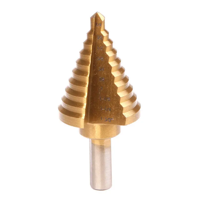 Hss Hex 1/4' To 1-3/8' Inch Shank Titanium Spiral Groove Step Drill Bit Power Tools Accessories 85576 1