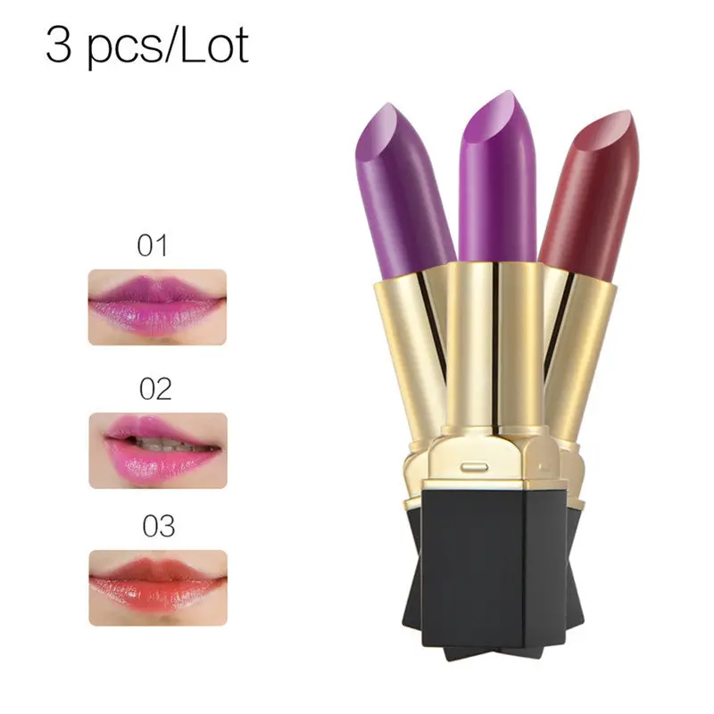 Huamianli 3 Pieces One Set Ultra Matte Glossy Sexy Lipstick 8 Sets To Choose Long Lasting Moisturizing Lip Beauty 1