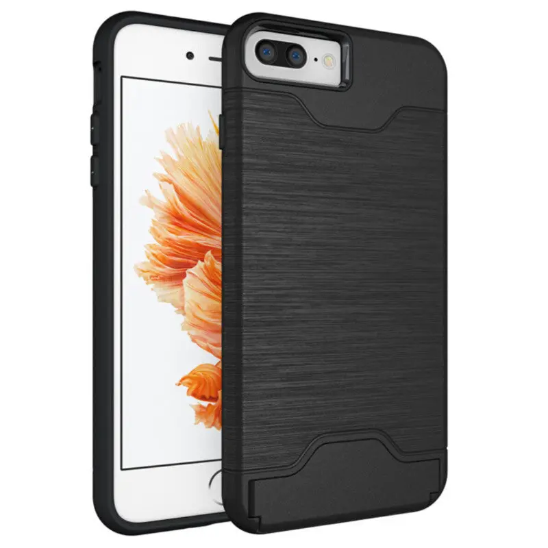 Hybrid Shockproof Card Pocket Holder Kickstand Armor Case Cover For Iphone 7 7 Plus 1