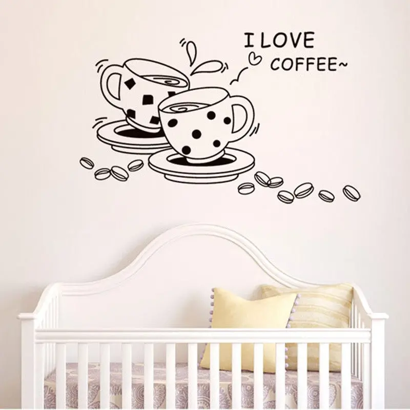 I Love Coffee Wall Stickers Home Decor Decals Diy Art Decoration Paster For Children Room Wallpaper 84318 1