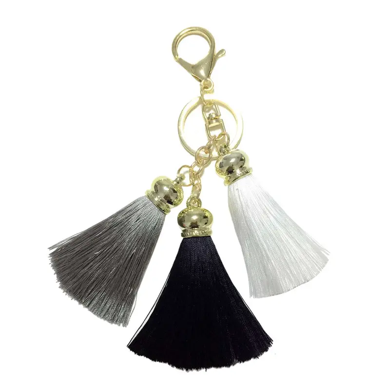 Ice Silk Tassel Pompom Car Keychain Handbag Key Ring Chaveiro Cute Key Chain Bag Car Ornaments Pendant Best Gifts 1