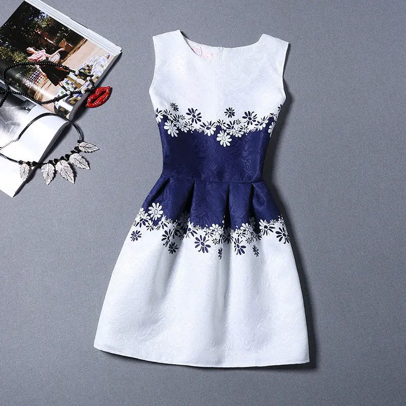 Inelastic Back Zipper Cute Casual Ladies Print Cartoon Dress Draped Short Mini Beach Dress 5