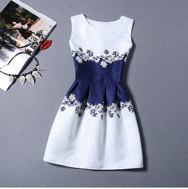 Inelastic Back Zipper Cute Casual Ladies Print Cartoon Dress Draped Short Mini Beach Dress 6