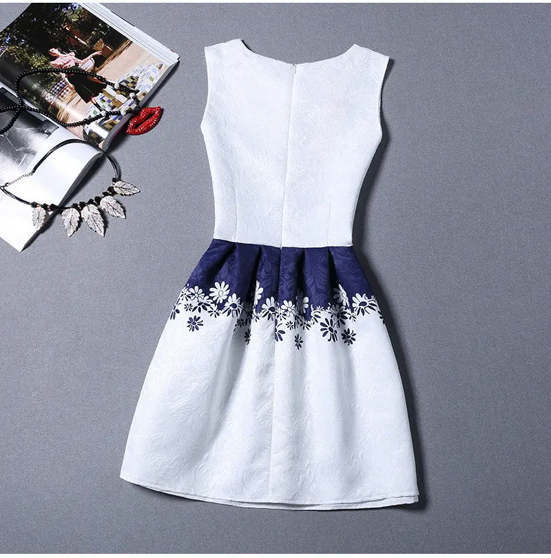 Inelastic Back Zipper Cute Casual Ladies Print Cartoon Dress Draped Short Mini Beach Dress 7