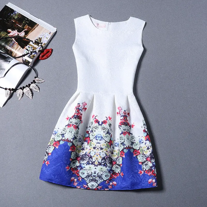 Inelastic Back Zipper Cute Casual Ladies Print Cartoon Dress Draped Short Mini Beach Dress 8