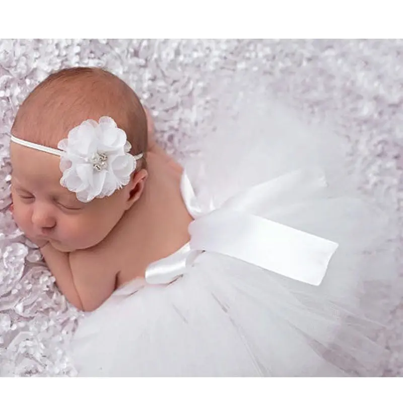 Infant Born Pography Props Baby Po Costume 0-12 Month Cute Sweet Po Props Headb Elegant Tutu Dresses White 1