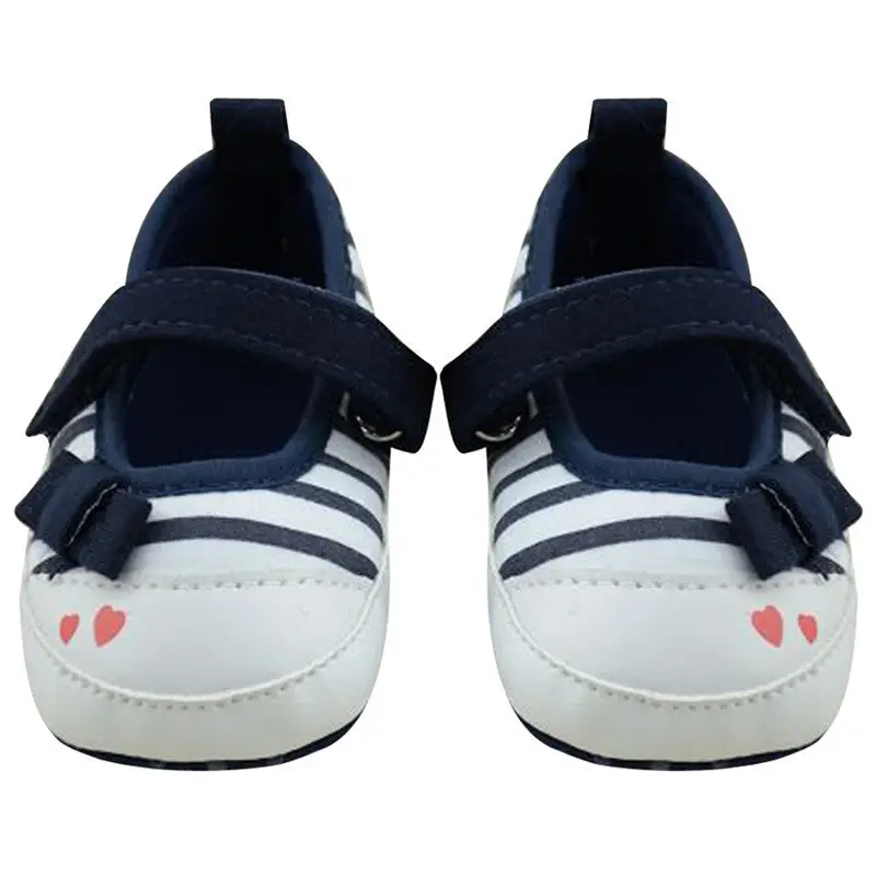 Infant Toddler Stripe First Walkers Bowknot Crib Shoes St Sole Kid Baby Girls Shoes Prewalker 1