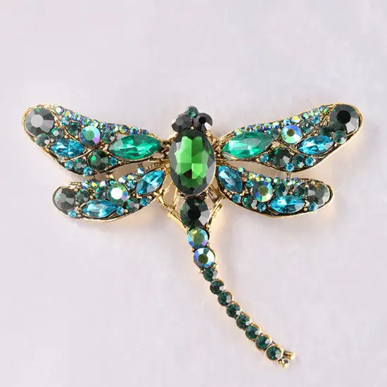 Insect Broochdress Scarf Accessories Cute Small Dragonfly Crystal Brooches Collar Hijab Pins 2