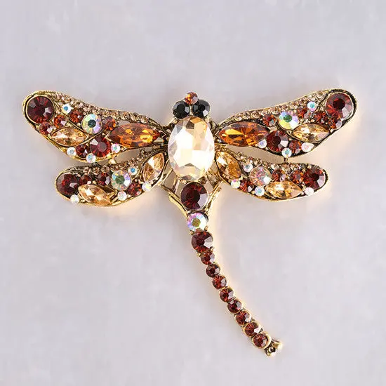 Insect Broochdress Scarf Accessories Cute Small Dragonfly Crystal Brooches Collar Hijab Pins 3