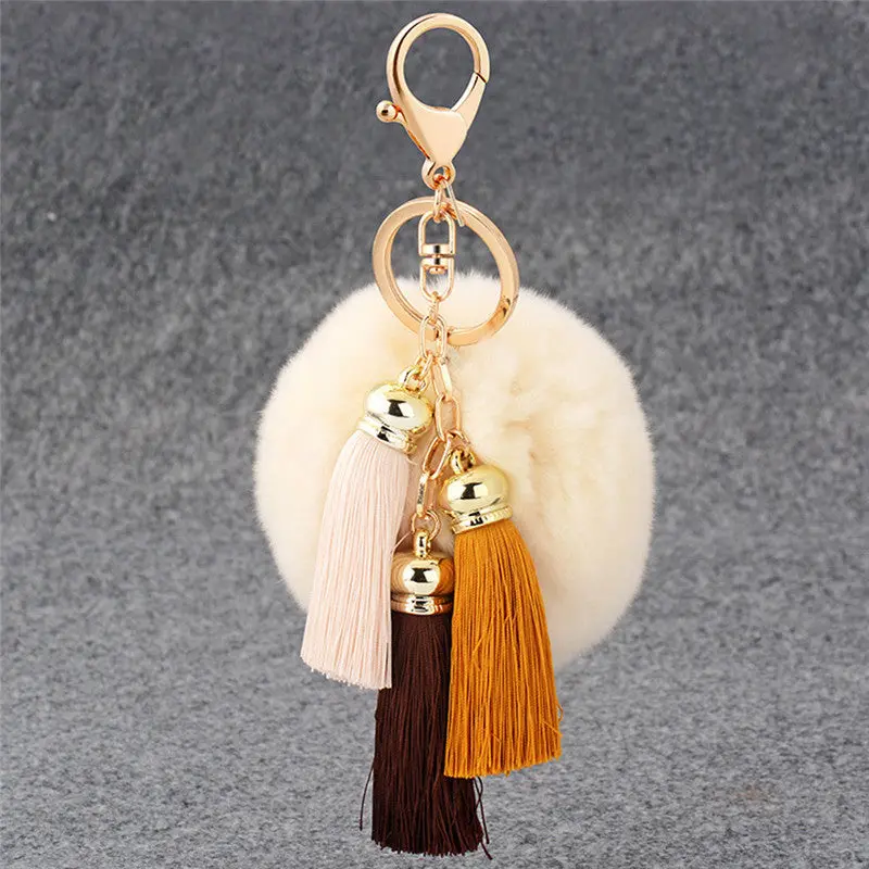 Interesting Things Car Key Chain Rabbit Fur Ball Plush Car Keychain Handbag Key Woemn Ring Key Pendant Feida 1