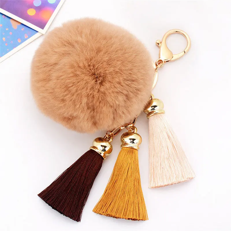 Interesting Things Car Key Chain Rabbit Fur Ball Plush Car Keychain Handbag Key Woemn Ring Key Pendant Feida 3