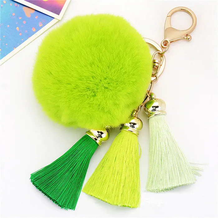 Interesting Things Car Key Chain Rabbit Fur Ball Plush Car Keychain Handbag Key Woemn Ring Key Pendant Feida 4