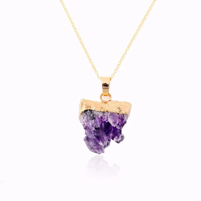 Irregular Natural Purple Amethyst Sweet Necklace Jewelry Crystal Pendant Gem Agate Druzy Drusy Necklaces N158 1