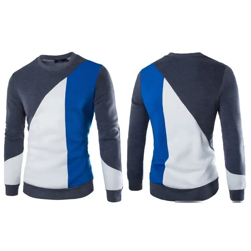 Irregular Patchwork Sweatshirt – Long-Sleeve, Crew-Neck, Casual Pullover Top