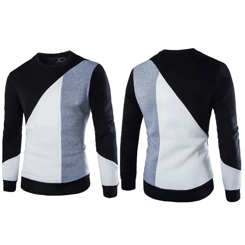 Irregular Patchworksweatshirthit Color Long Sleeveo Neck Casual Pullover Clothing 5