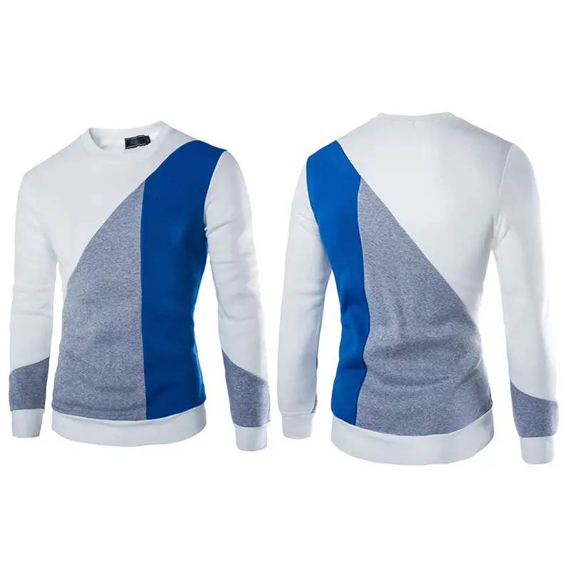 Irregular Patchworksweatshirthit Color Long Sleeveo Neck Casual Pullover Clothing 6