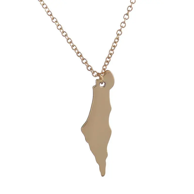 Israel Map Necklace Long Chain Map Pendant Necklace Birthday And Party Gifts N195 1