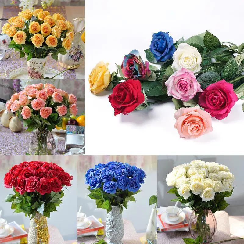 Ivory Real Touch Rose Latex Artificial Flower, Home Decoration Rose ,Wedding Bouquet 67602 1