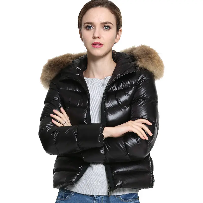 Jacket Women Coat Womens Clothing Faux Fur Collar Hooded Parkas Cotton Padded Slim Warm Jacket Coat 1