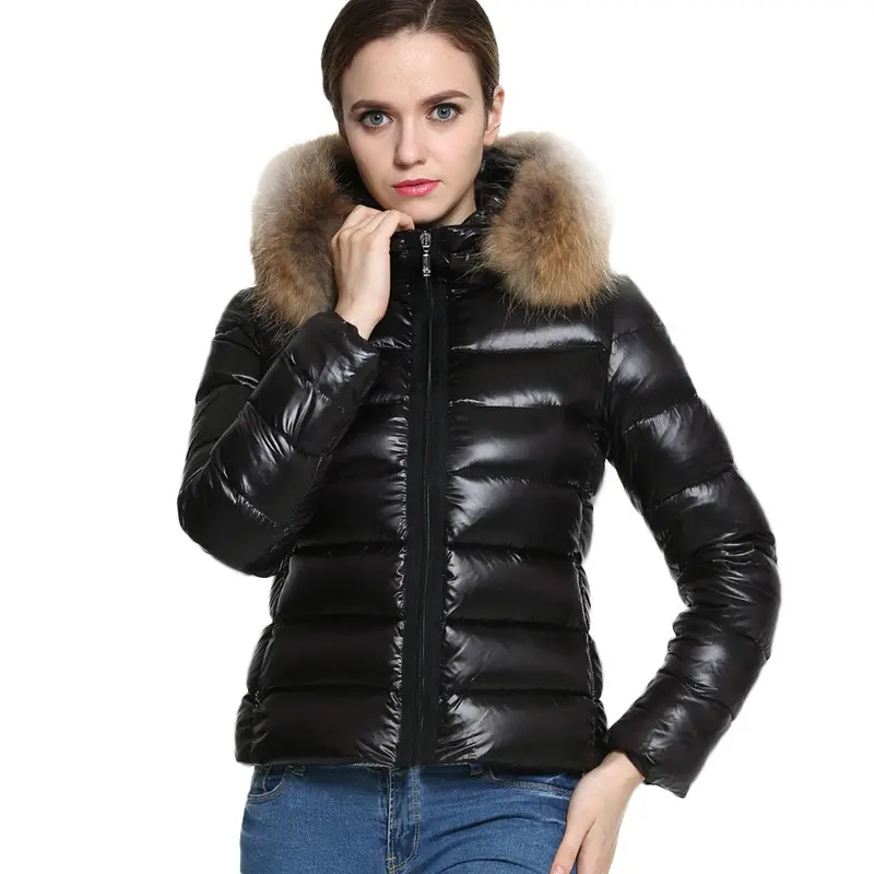 Jacket Women Coat Womens Clothing Faux Fur Collar Hooded Parkas Cotton Padded Slim Warm Jacket Coat 2