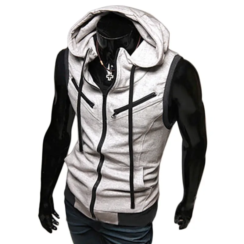 Jackets Sleeveless Vest Home Casual Coatshooded Hat Cotton-Paddedvest Slim Waistcoat 1