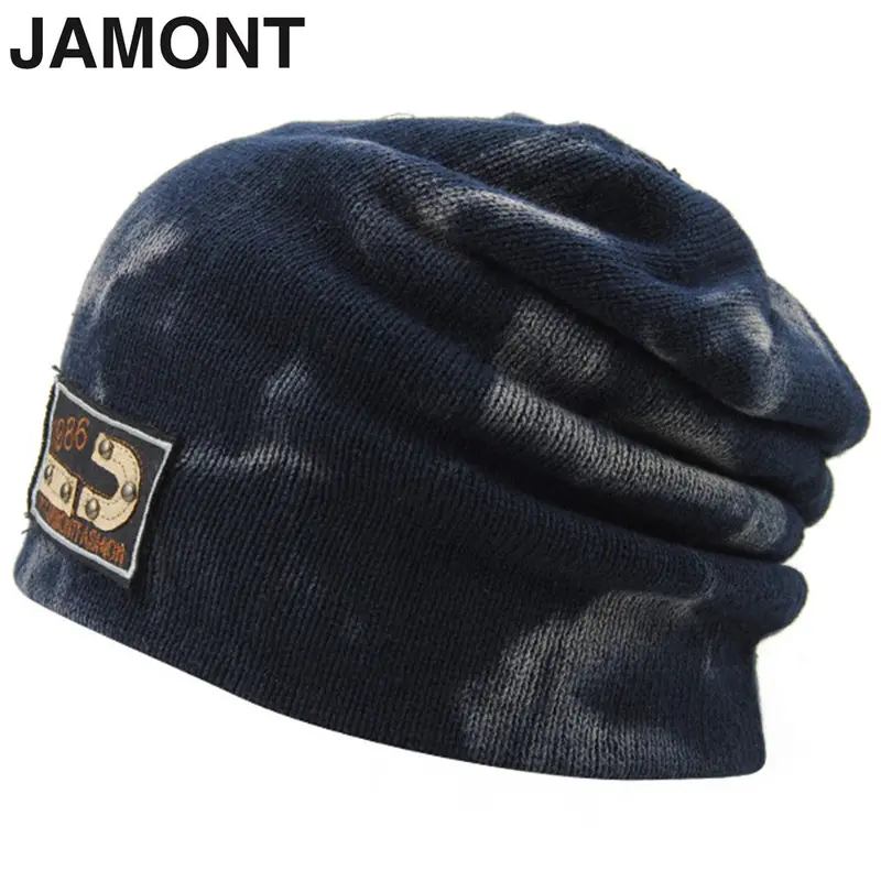 Jamonteuropean Style Cotton Knitted Thick Double Layer Caps Keep Warm Hats For Adult 1
