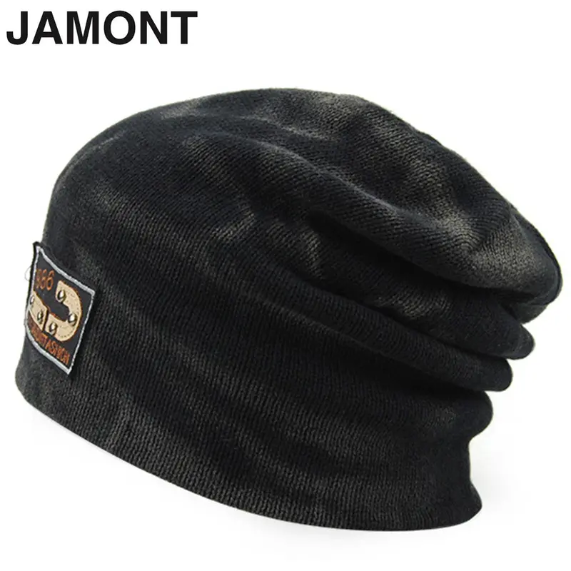 Jamonteuropean Style Cotton Knitted Thick Double Layer Caps Keep Warm Hats For Adult 2