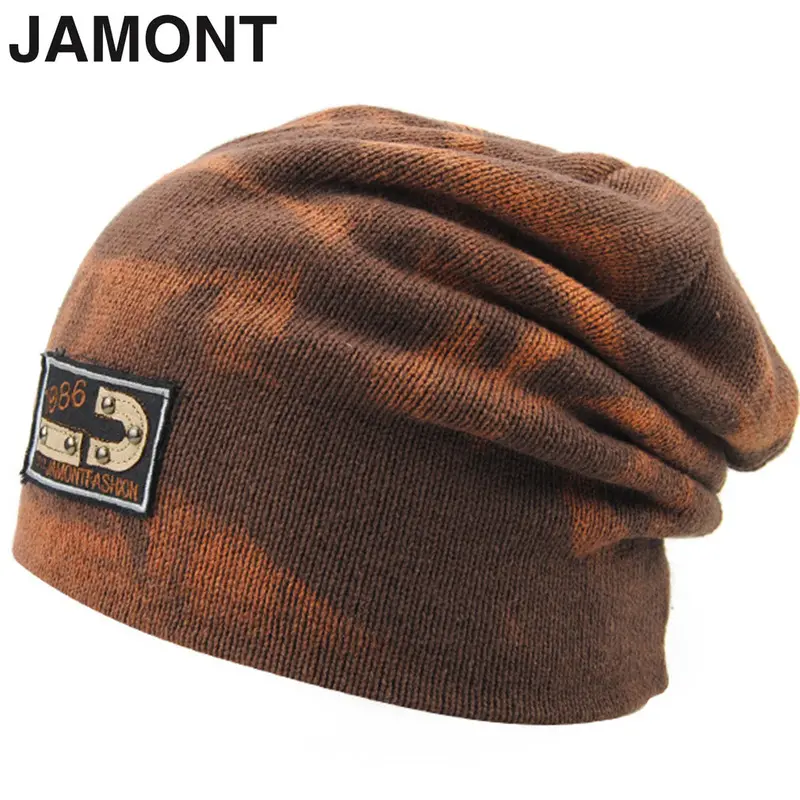 Jamonteuropean Style Cotton Knitted Thick Double Layer Caps Keep Warm Hats For Adult 3