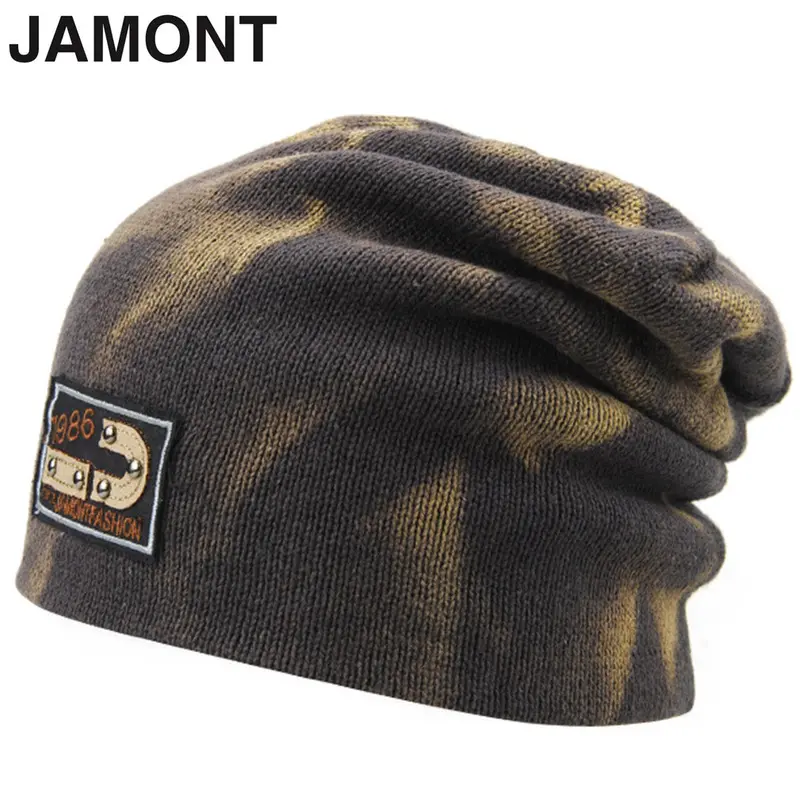 Jamonteuropean Style Cotton Knitted Thick Double Layer Caps Keep Warm Hats For Adult 4