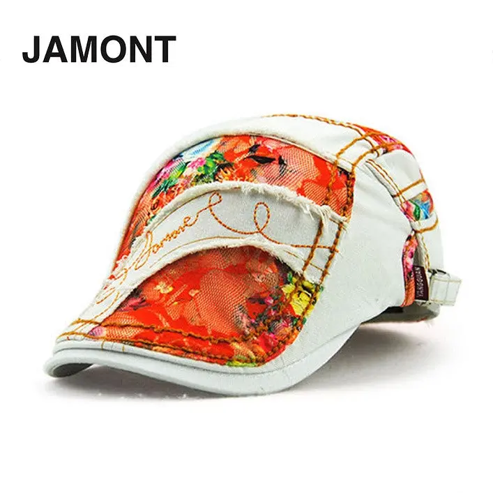 Jamontladies Korean Style Cap Graffiti Lace Type Cotton Sunshade Caps Hats 1