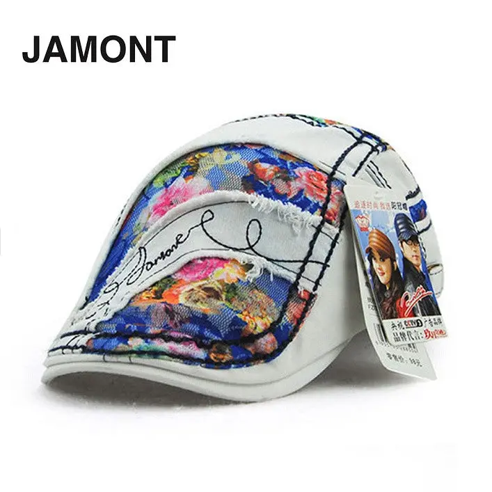 Jamontladies Korean Style Cap Graffiti Lace Type Cotton Sunshade Caps Hats 2
