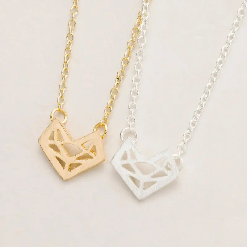 Jelwelry Tiny Gold Fox Silhouette Heart Shape Necklaces Set Animal Face Necklace 30Pcs-N100 1