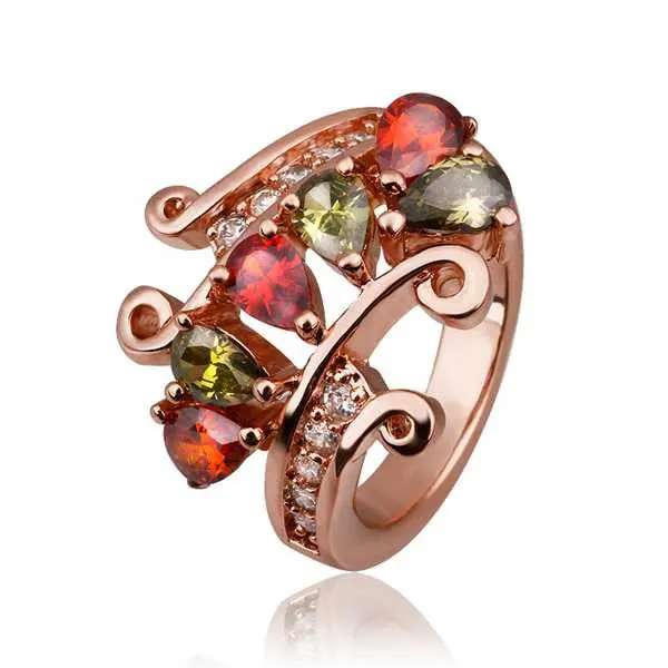 Jewellery Charms 18K Gold Plated Rings Leaf Euonymus Anillo Wedding22 2