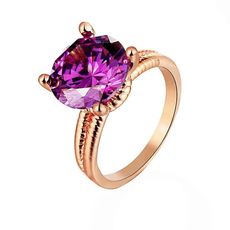 Jewellery Charms 18K Gold Plating Engagement Ring Big Purple Gem Opal Wedding Jewelry19 2
