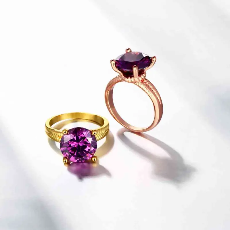 Jewellery Charms 18K Gold Plating Engagement Ring Big Purple Gem Opal Wedding Jewelry19 6
