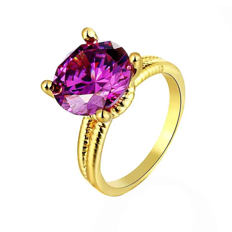 Jewellery Charms 18K Gold Plating Engagement Ring Big Purple Gem Opal Wedding Jewelry19 7
