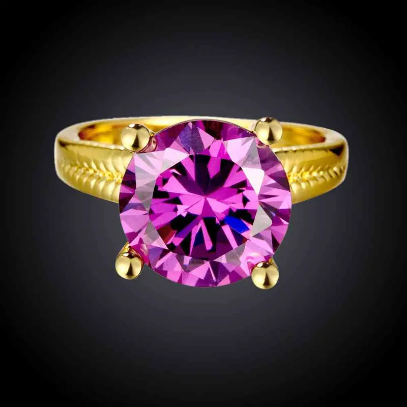 Jewellery Charms 18K Gold Plating Engagement Ring Big Purple Gem Opal Wedding Jewelry19 8
