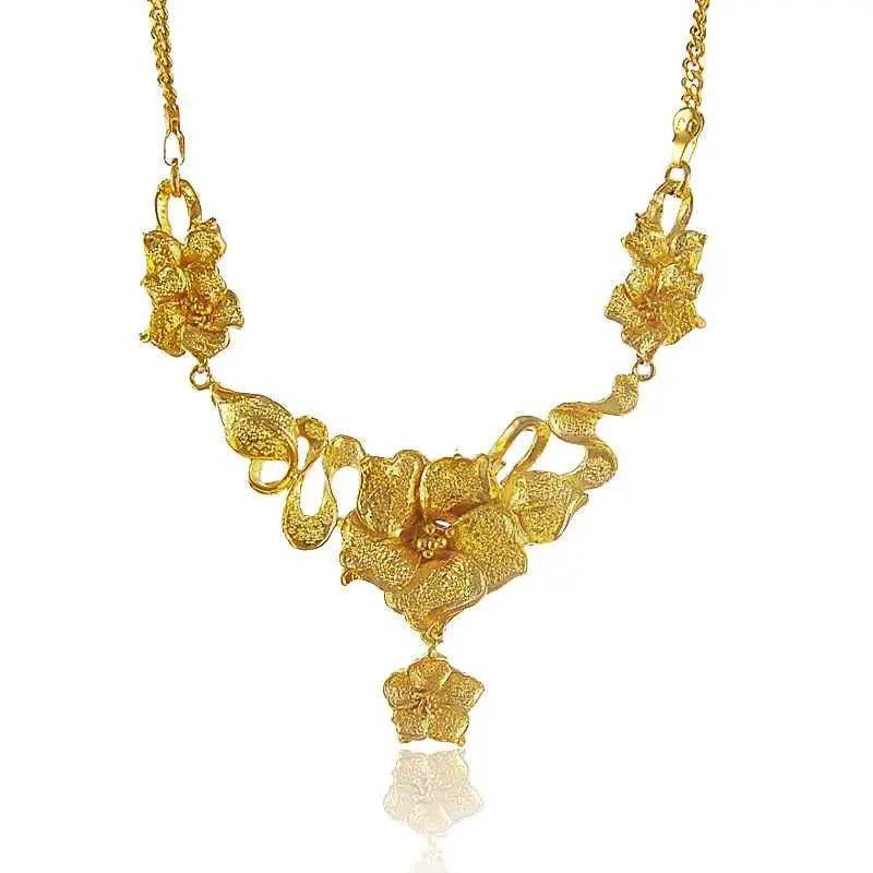 Jewellery Charms 24K Gold Plated Necklace Men More Flower Collier Fine Jewelry273 1