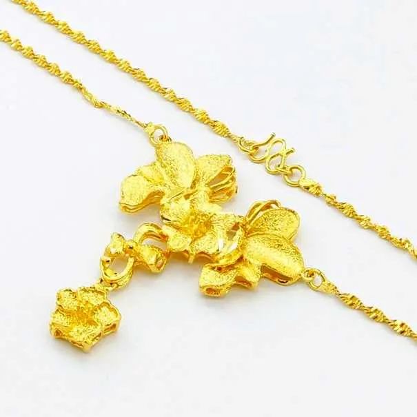 Jewellery Charms 24K Gold Plated Necklace Men More Flower Collier Fine Jewelry273 2