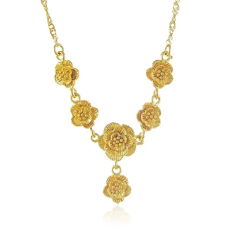Jewellery Charms 24K Gold Plated Necklace Men More Flower Collier Fine Jewelry273 3