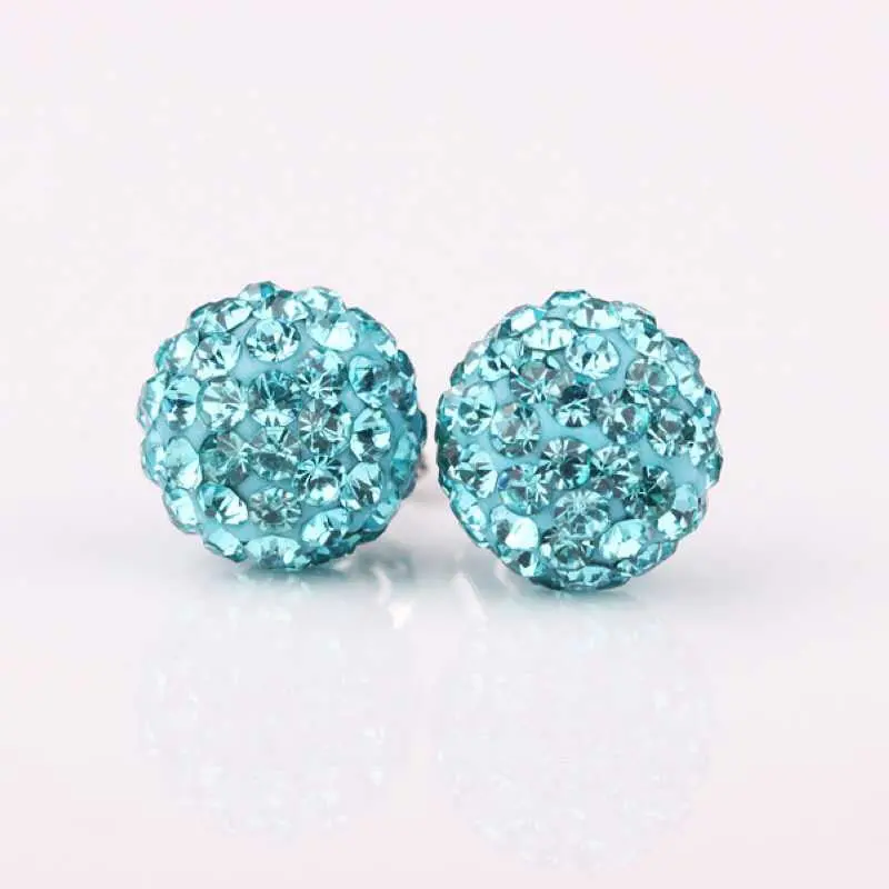 Jewellery Charms Shamballa Earing Sky Blue Stud Brinco Wedding 1