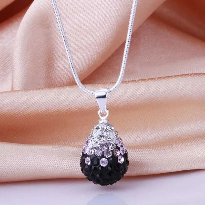Jewellery Charms Shamballa Necklaces Black Crystal Colar Feminino Floating Charms 1