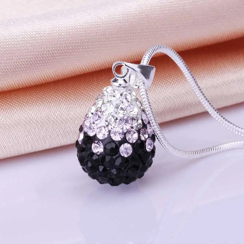 Jewellery Charms Shamballa Necklaces Black Crystal Colar Feminino Floating Charms 2