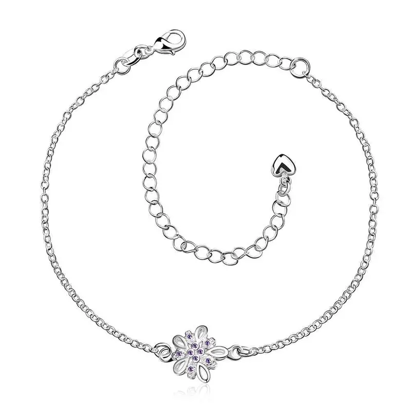 Jewellery Charms Silver Bracelet Anklets Clover Flower Set Crystal Leg Jewelry Costume Jewellery Hba  2 1