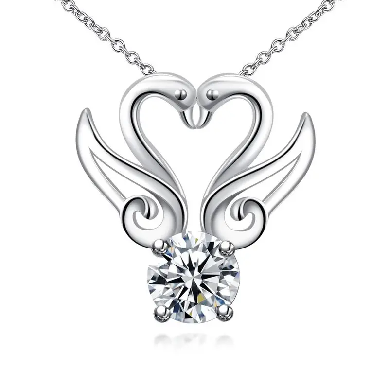 Jewellery Charms Silver Necklaces Kiss Swan Collier Love Fspn1 1 1