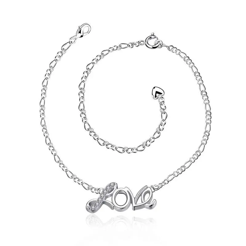 Jewellery Charms Silver Plated Anklets Love Foot Chain Margarida Hba  9 1