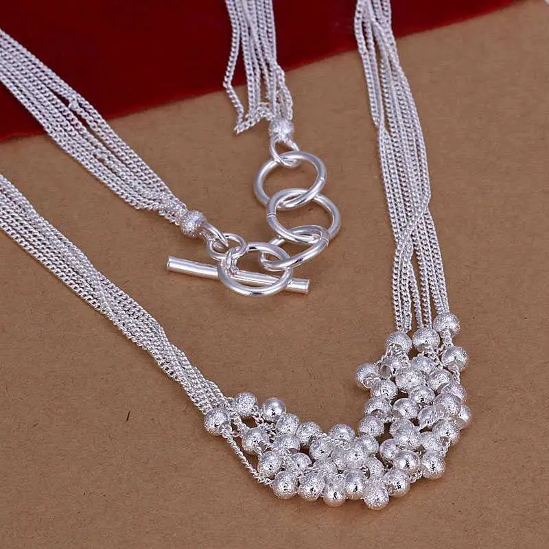 Jewellery Charms Silver Plated Collar Necklace Six Line Sand Bead Choker Wedding Decoration 1